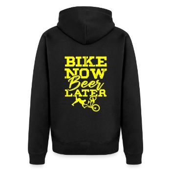 bmx bike bier - Unisex Premium Bio Zip Hoodie - Schwarz - Hinten - Nico (187cm)