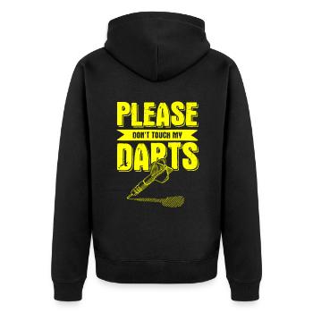 darts spiel - Unisex Premium Bio Zip Hoodie - Schwarz - Hinten - Nico (187cm)