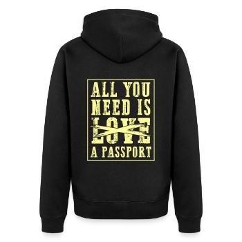 passeport voyage - Veste à capuche bio Premium Unisexe - noir - Dos - Nico (187cm)