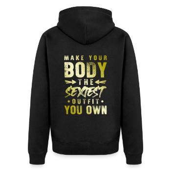 fitness corporel sexy - Veste à capuche bio Premium Unisexe - noir - Dos - Nico (187cm)