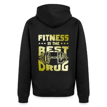priez le travail de faire confiance à Dieu - Veste à capuche bio Premium Unisexe - noir - Dos - Nico (187cm)