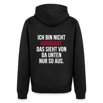 Lustiger Spruch Arrogant Witziges Spaß - Unisex Premium Bio Zip Hoodie - Schwarz - Hinten - Nico (187cm)