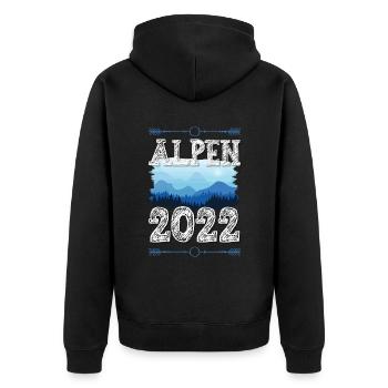 Alpen 2022 - Unisex Premium Bio Zip Hoodie - Schwarz - Hinten - Nico (187cm)