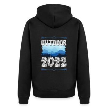 Outdoor 2022 - Unisex Premium Bio Zip Hoodie - Schwarz - Hinten - Nico (187cm)
