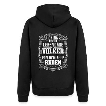 Ich bin dieser legendäre Volker - Unisex Premium Bio Zip Hoodie - Schwarz - Hinten - Nico (187cm)