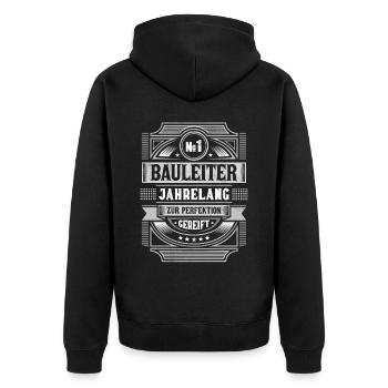 Bauleiter Perfektion Baustelle Lustiges Bauleitung - Unisex Premium Bio Zip Hoodie - Schwarz - Hinten - Nico (187cm)