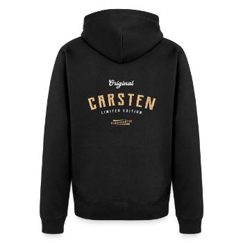 Carsten Limited Edition - Unisex Premium Bio Zip Hoodie - Schwarz - Hinten - Nico (187cm)