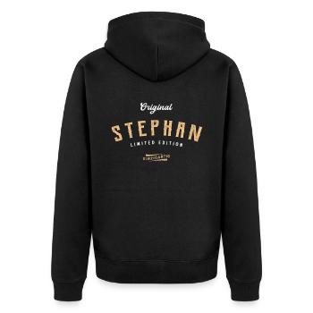 Stephan Limited Edition - Unisex Premium Bio Zip Hoodie - Schwarz - Hinten - Nico (187cm)