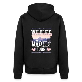 Wildlife Mädels Tour - Unisex Premium Bio Zip Hoodie - Schwarz - Hinten - Nico (187cm)