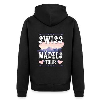 Swiss Mädels Tour - Unisex Premium Bio Zip Hoodie - Schwarz - Hinten - Nico (187cm)