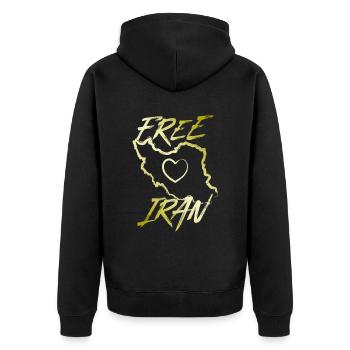 Free Iran Love Peace - Unisex Premium Bio Zip Hoodie - Schwarz - Hinten - Nico (187cm)