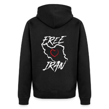 Free Iran Love - Unisex Premium Bio Zip Hoodie - Schwarz - Hinten - Nico (187cm)