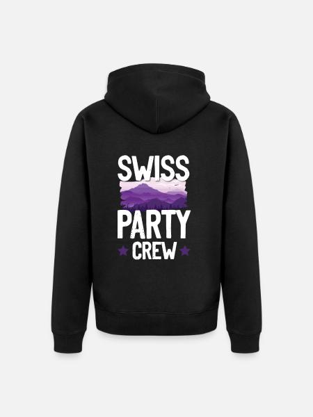 Swiss Party Crew - Unisex Premium Bio Zip Hoodie - Schwarz