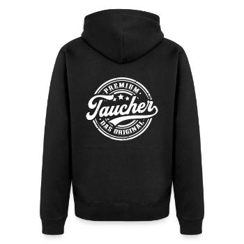 Taucher Original Tauchsport Lustiges Tauchen - Unisex Premium Bio Zip Hoodie - Schwarz - Hinten - Nico (187cm)