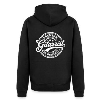 Gitarrist Original Gitarre Lustiges - Unisex Premium Bio Zip Hoodie - Schwarz - Hinten - Nico (187cm)