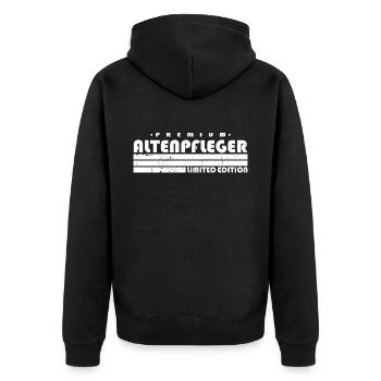 Altenpfleger Limited Edition Altenpflegerin - Unisex Premium Bio Zip Hoodie - Schwarz - Hinten - Nico (187cm)