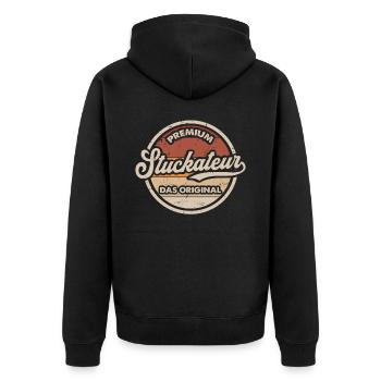 Stuckateur Original Stuckateurmeister - Unisex Premium Bio Zip Hoodie - Schwarz - Hinten - Nico (187cm)