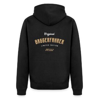 Baggerfahrer Limited Edition Bagger Baggerführer - Unisex Premium Bio Zip Hoodie - Schwarz - Hinten - Nico (187cm)