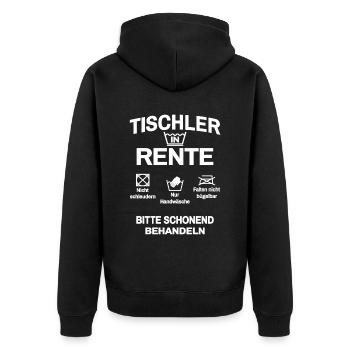 Tischler in Rente - Unisex Premium Bio Zip Hoodie - Schwarz - Hinten - Nico (187cm)