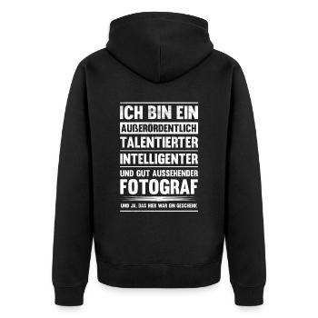 Talentierter Fotograf Kamera Lustiges Fotografie - Unisex Premium Bio Zip Hoodie - Schwarz - Hinten - Nico (187cm)