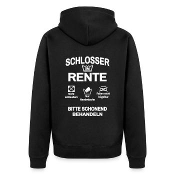 Schlosser in Rente - Unisex Premium Bio Zip Hoodie - Schwarz - Hinten - Nico (187cm)