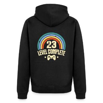 23rd Birthday Level 23 Complete 23 Years Gamer - Unisex Premium Organic Zip Hoodie - black - Back - Nico (187cm)