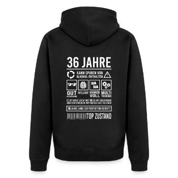 36. Geburtstag Lustig 36 Jahre Perfektion - Unisex Premium Bio Zip Hoodie - Schwarz - Hinten - Nico (187cm)