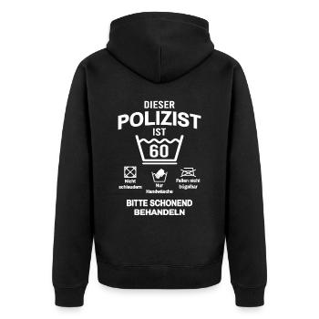 Polizist 60. Geburtstag Polizei Lustig 60 Jahre - Unisex Premium Bio Zip Hoodie - Schwarz - Hinten - Nico (187cm)