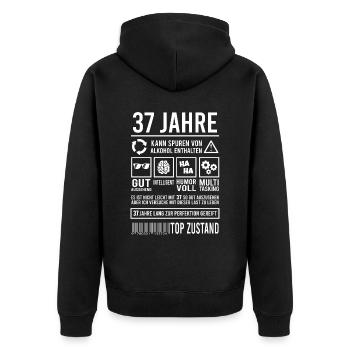 37. Geburtstag Lustiges 37 Jahre Party - Unisex Premium Bio Zip Hoodie - Schwarz - Hinten - Nico (187cm)