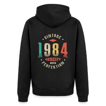 38. Geburtstag Gereift zur Perfektion 38 Jahre - Unisex Premium Bio Zip Hoodie - Schwarz - Hinten - Nico (187cm)