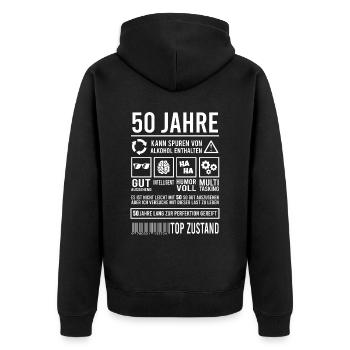 50. Geburtstag Männer Frauen Lustig 50 Jahre - Unisex Premium Bio Zip Hoodie - Schwarz - Hinten - Nico (187cm)