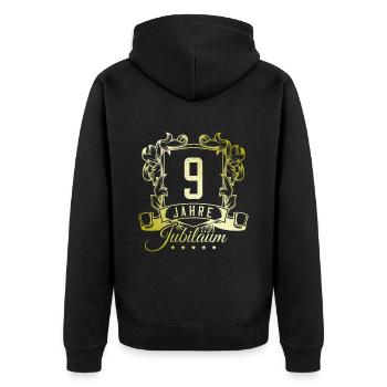 9 Zahl wappen - Unisex Premium Bio Zip Hoodie - Schwarz - Hinten - Nico (187cm)