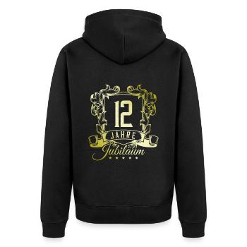 12 Zahl wappen - Unisex Premium Bio Zip Hoodie - Schwarz - Hinten - Nico (187cm)