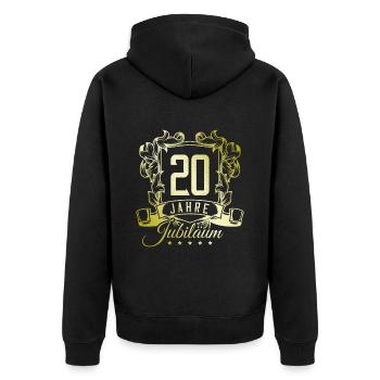 20 Zahl wappen - Unisex Premium Bio Zip Hoodie - Schwarz - Hinten - Nico (187cm)