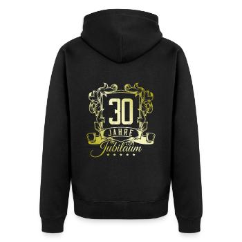 30 Zahl wappen - Unisex Premium Bio Zip Hoodie - Schwarz - Hinten - Nico (187cm)