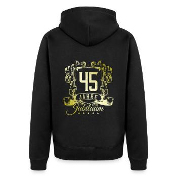 45 Zahl wappen - Unisex Premium Bio Zip Hoodie - Schwarz - Hinten - Nico (187cm)