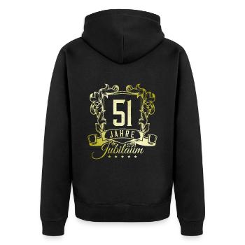 51 Zahl Wappen - Unisex Premium Bio Zip Hoodie - Schwarz - Hinten - Nico (187cm)