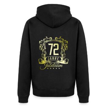 72 Zahl Wappen - Unisex Premium Bio Zip Hoodie - Schwarz - Hinten - Nico (187cm)