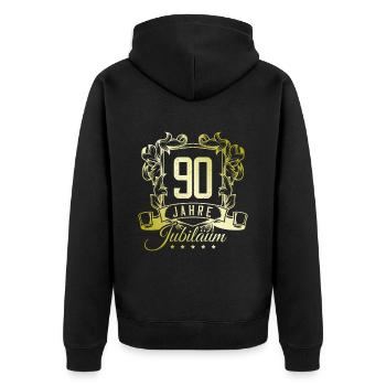 90 Zahl Wappen - Unisex Premium Bio Zip Hoodie - Schwarz - Hinten - Nico (187cm)