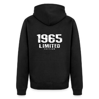 57e anniversaire Édition limitée 1965 57 ans - Veste à capuche bio Premium Unisexe - noir - Dos - Nico (187cm)