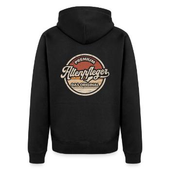 Altenpfleger Original Altenpflegerin Altenpflege - Unisex Premium Bio Zip Hoodie - Schwarz - Hinten - Nico (187cm)