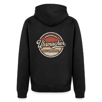 Uhrmacher Original Lustiges Uhrmacher - Unisex Premium Bio Zip Hoodie - Schwarz - Hinten - Nico (187cm)