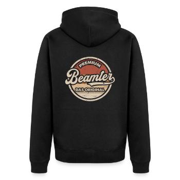 Beamter Original Beamtin Beamte - Unisex Premium Bio Zip Hoodie - Schwarz - Hinten - Nico (187cm)