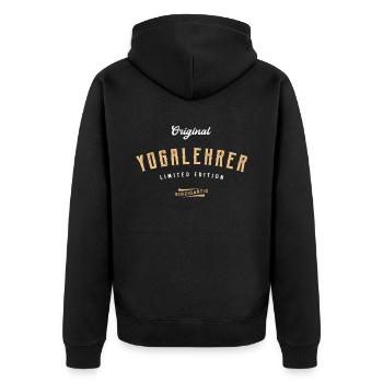 Yogalehrer Limited Edition - Unisex Premium Bio Zip Hoodie - Schwarz - Hinten - Nico (187cm)