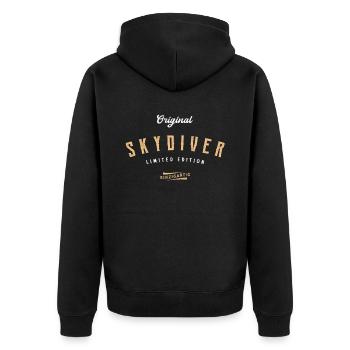 Skydiver Limited Edition Skydiving - Unisex Premium Bio Zip Hoodie - Schwarz - Hinten - Nico (187cm)