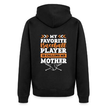 baseball mother - Unisex Premium Bio Zip Hoodie - Schwarz - Hinten - Nico (187cm)