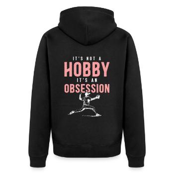 Baseball Hobby - Unisex Premium Organic Zip Hoodie - black - Back - Nico (187cm)