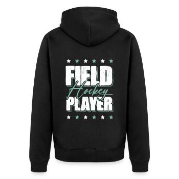Field hockey players - Unisex Premium Organic Zip Hoodie - black - Back - Nico (187cm)