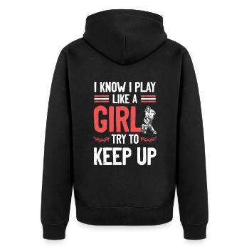Fille de hockey sur gazon - Veste à capuche bio Premium Unisexe - noir - Dos - Nico (187cm)