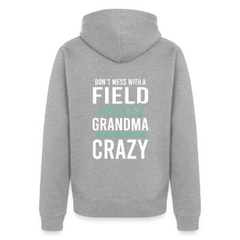 fieldhockey großmutter - Unisex Premium Bio Zip Hoodie - Grau meliert - Hinten - Nico (187cm)